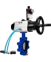 Затвор дисковый поворотный DN.ru WBV1631E-2W-Fb-H Ду125 Ру16 LUG, корпус - чугун QT450, диск - нержавеющая сталь 304, уплотнение - EPDM, с пневмоприводом PA-DA-105-1, пневмораспределителем 4M320-08 AC220V и БПВ AFC2000