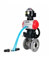 Кран шаровой DN.ru BV3232P(2pc)-FP-F-ISO-H WDVF Ду80 Ру16 полнопроходной, фланцевый, нержавеющая сталь 316, PTFE, с пневмоприводом PA-DA-105, пневмораспределителем 4V320-08 AC220V, БКВ APL-510N EX и ручным дублером MON2-450-T28-ISO