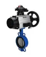 Затвор дисковый поворотный DN.ru WBV1631E-2W-Fb-ISO-H Ду125 Ру25 межфланцевый, корпус - чугун QT450, диск - нержавеющая сталь 304, уплотнение - EPDM, с пневмоприводом DN.ru PA-DA-105-1, пневмораспределителем 4M310-08 220В NAMUR и БКВ APL-210N