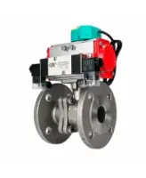 Кран шаровой DN.ru BV3232P(2pc)-FP-F-ISO-H Ду15 Ру40 полнопроходной фланцевый, корпус - нержавеющая сталь SS316, уплотнение - PTFE, с пневмоприводом PA-DA-052, пневмораспределителем 4M320-10 AC220V и магнитным переключателем ALS200D