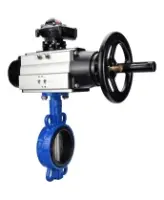 Затвор дисковый поворотный DN.ru WBV1432E-2W-Fb-H Ду150 Ру16, корпус - чугун GGG50, диск - нержавеющая сталь 316L, уплотнение - EPDM, с пневмоприводом DN.ru PA-DA-105-1 двойного действия, с БКВ APL-210N