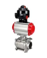 Кран шаровой DN.ru BV3232P(3pc)-FP-W-ISO-H WDVF Ду15 Ру63 полнопроходной, трехсоставной, корпус - нержавеющая сталь 316, уплотнение - PTFE, под приварку, с пневмоприводом PA-SA-065, пневмораспределителем 4M310-08 AC220V, БКВ APL-510N EX