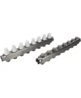 Коллекторная группа DN.ru GC3-31-8 1″ Ду25 Ру10 отводов — 8, в сборе с терморегулирующими клапанами и запорно-балансировочными клапанами, без переходников, корпус - нержавеющая сталь AISI 304