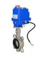 Затвор дисковый поворотный DN.ru WBV3131V-2W-Fb-H Ду50 Ру16 межфланцевый, корпус - нержавеющая сталь 304, диск - нержавеющая сталь 304, уплотнение - VITON, с электроприводом DN.ru QT-N-003EM-O1-12VDC-У1 blue 12В