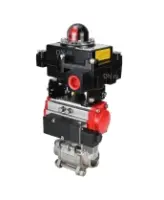 Кран шаровой DN.ru BV3232P(3pc)-FP-W-ISO-H Ду65 Ру25, полнопроходной под приварку, нержавеющая сталь SS316, уплотнение - PTFE, с пневмоприводом PA-DA-083 двойного действия, с пневмораспределителем 4M310-08 AC220V, с БКВ APL-410N EX