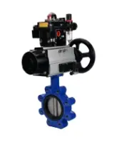 Затвор дисковый поворотный DN.ru WBV1631E-2W-Fb-H Ду125 Ру16 LUG корпус - чугун QT450, диск - нержавеющая сталь 304, уплотнение - EPDM, с пневмоприводом DN.ru PA-DA-105-1, пневмораспределителем 4M310-08 AC220V, БКВ APL-410N EX и БПВ AFC2000