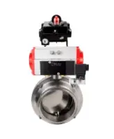 Затвор дисковый поворотный кламповый DN.ru WBV3131S-2W-C-H Ду50 Ру10 корпус - пищевая нержавеющая сталь 304, уплотнение – Silicon, с пневмоприводом DN.ru PA-DA-065, пневмораспределителем DN.ru 4M310-08 AC220V и БКВ DN.ru APL-410N EX