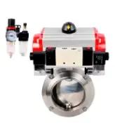 Затвор дисковый поворотный DN.ru WBV3131S-2W-W-H Ду65 Ру10 под приварку, пищевая нержавеющая сталь 304, уплотнение – Silicon, с пневмоприводом DN.ru PA-SA-083, пневмораспределителем DN.ru 4V320-10 AC220V и БПВ DN.ru AFC2000