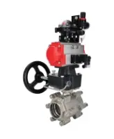 Кран шаровой DN.ru BV3232P(3pc)-FP-SW-ISO-H Ду80 Ру63 полнопроходной, корпус - нержавеющая сталь SS316, под приварку, с пневмоприводом PA-DA-105, пневмораспределителем 4M310-08 DC24V, БКВ APL-210N, ручным дублером MON2-450-T28-ISO, БПВ AFC2000