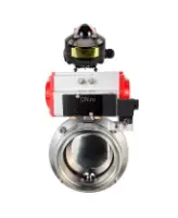 Затвор дисковый поворотный DN.ru WBV3131S-2W-T-H Ду40 Ру10 резьбовой, пищевая нержавеющая сталь 304, уплотнение – Silicon, с пневмоприводом DN.ru PA-SA-065, пневмораспределителем DN.ru 4M310-08 AC220V и БКВ DN.ru APL-510N EX