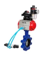 Затвор дисковый поворотный DN.ru WBV1616E-2W-Fb-H Ду100 Ру16 LUG, корпус - чугун QT450, диск - чугун QT450, уплотнение - EPDM, с пневмоприводом PA-DA-083, пневмораспределителем 4M320-08 AC220V, БКВ APL-210N и БПВ AFC2000