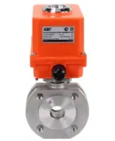 Кран шаровой DN.ru BV3232P-FP-Fb-ISO-H Ду25 Ру16, корпус - сталь 316, уплотнение - PTFE, полнопроходной, межфланцевый с электроприводом DN.ru QT-N-003EM-O1-220VAC-У1 MINI