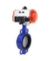 Затвор дисковый поворотный DN.ru WBV1132N-2W-Fb-H Ду125 Ру16, корпус - чугун GG25, диск - нержавеющая сталь 316L, уплотнение - NBR, с пневмоприводом DN.ru PA-SA-140 с возвратными пружинами, с пневмораспределителем 4V320-08 AC220V