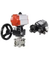 Кран шаровой DN.ru BV3232P(3pc)-FP-W-ISO-H WDVF Ду25 Ру63 полнопроходной, трехсоставной, нерж. сталь 316, уплотнение - PTFE, под приварку, с пн.приводом PA-DA-052, руч. дублером MON1-250-T26-ISO, эл. поворотным позиционером YT-1000RSN без обратной связи