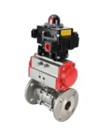 Кран шаровой DN.ru BV3232P(3pc)-FP-F-ISO-H Ду65 Ру25 полнопроходной трехсоставной, нержавеющая сталь SS316, фланцевый, уплотнение - PTFE, с пневмоприводом DN.ru PA-SA-130 и БКВ APL-410N EX