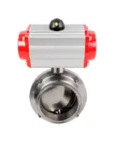 Затвор дисковый поворотный кламповый DN.ru WBV3131S-2W-C-H Ду50 Ру10 корпус - пищевая нержавеющая сталь 304, уплотнение – Silicon, с пневмоприводом DN.ru PA-DA-065 двойного действия