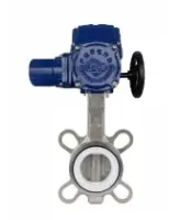 Затвор дисковый поворотный DN.ru WBV3232P-2W-Fb-H Ду200 Ру16, корпус - нержавеющая сталь 316L, диск - нержавеющая сталь 316L, уплотнение - PTFE, с электроприводом DN.ru QT-EX-060M-O2-220VAC-У1 220В