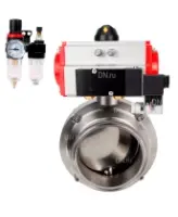Затвор дисковый поворотный кламповый DN.ru WBV3131S-2W-C-H Ду50 Ру10 корпус - пищевая нержавеющая сталь 304, уплотнение – Silicon, с пневмоприводом DN.ru PA-DA-052, пневмораспределителем DN.ru 4M310-08 DC24V и БПВ DN.ru AFC2000