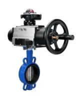 Затвор дисковый поворотный DN.ru WBV1432N-2W-Fb-H Ду125 Ру16, корпус - чугун GGG50, диск - нержавеющая сталь 316L, уплотнение - NBR, с пневмоприводом DN.ru PA-DA-105-1 двойного действия, пневмораспределителем 4M310-08 AC220V, БКВ APL-210N