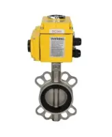 Затвор дисковый поворотный DN.ru WBV3232E-2W-Fb-H Ду150 Ру16, корпус - нержавеющая сталь 316L, диск - нержавеющая сталь 316L, уплотнение - EPDM, с электроприводом DN.ru QT-N-010EM-O1-24VDC-У1 24В