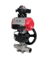 Кран шаровой DN.ru BV3232P(3pc)-FP-W-ISO-H LONG Ду50 Ру40 полнопроход., корпус - нерж.сталь 316, уплотнение - PTFE, под приварку, с пн.приводом PA-DA-083, пн.распределителем 4M310-08 AC220V, ручным дублером MON2-450-T28-ISO и БКВ APL-210N