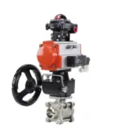 Кран шаровой DN.ru BV3232P(3pc)-FP-W-ISO-H Ду50 Ру40 полнопроходной двухходовой, корпус - нерж.сталь SS316, под приварку, уплотнение - PTFE, с пневмоприводом PA-DA-83, пн/распределителем 4M310-08 220В NAMUR, БКВ APL-210N и ручным дублером MON2-450-T28-ISO