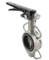Затвор дисковый поворотный DN.ru WBV3232E-2W-Fb-H Ду65 Ру16 межфланцевый, корпус - нержавеющая сталь 316L, диск - нержавеющая сталь 316L, уплотнение - EPDM, с рукояткой, квадрат 9х9, F05