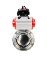 Затвор дисковый поворотный DN.ru WBV3131S-2W-T-H Ду40 Ру10 резьбовой, пищевая нержавеющая сталь 304, уплотнение – Silicon, с пневмоприводом DN.ru PA-SA-065 и БКВ DN.ru APL-410N EX