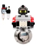 Затвор дисковый поворотный DN.ru WBV3131S-2W-W-H Ду65 Ру10 под приварку, пищевая нержавеющая сталь 304, уплотнение – Silicon, с пневмоприводом DN.ru PA-SA-083, пневмораспределителем DN.ru 4V320-10 AC220V, БКВ DN.ru APL-510N EX и БПВ DN.ru AFC2000