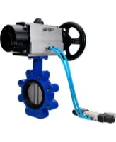 Затвор дисковый поворотный DN.ru WBV1631E-2W-Fb-H Ду125 Ру16 LUG, корпус - чугун QT450, диск - нержавеющая сталь 304, уплотнение - EPDM, с пневмоприводом PA-DA-105-1 и пневмораспределителем 4M320-08 AC220V