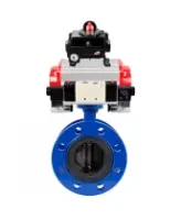 Затвор дисковый поворотный DN.ru WBV1331E-2W-F-H Ду125 Ру16 фланцевый, корпус - чугун GGG40, диск - нержавеющая сталь 304, уплотнение - EPDM, с пневмоприводом DN.ru PA-SA-160, пневмораспределителем DN.ru 4V320-08 AC220V и БКВ DN.ru APL-410N EX
