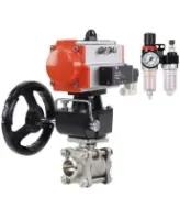 Кран шаровой DN.ru BV3232P(3pc)-FP-W-ISO-H Ду50 Ру40 полнопроходной двухходовой, корпус - нерж.сталь SS316, под приварку, уплотнение - PTFE, с пневмоприводом PA-DA-83, пн/распределителем 4M310-08 220В NAMUR, ручным дублером MON2-450-T28-ISO и БПВ AFC2000