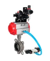 Затвор дисковый поворотный DN.ru WBV3131N-2W-Fb-H Ду65 Ру16, корпус - нержавеющая сталь 304, диск - нержавеющая сталь 304, уплотнение - NBR, с пневмоприводом PA-DA-065, пневмораспределителем 4M320-08 AC220V, БКВ APL-210N и БПВ AFC2000