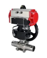 Кран шаровой DN.ru BV3232P(3pc)-FP-W-ISO-H LONG Ду50 Ру40 полнопроходной, корпус - нержавеющая сталь 316, уплотнение - PTFE, под приварку, с пневмоприводом PA-DA-083, пневмораспределителем 4M310-08 AC220V и ручным дублером MON2-450-T28-ISO