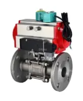 Кран шаровой DN.ru BV3131P(3pc)-FP-F-ISO-H Ду100 Ру16 полнопроходной трехсоставной, фланцевый, нержавеющая сталь 304, уплотнение - PTFE, 22х22, F10, WDVF, пневмопривод PA-DA-105, пневмораспределитель 4M310-08 AC220V и магнитным переключателем ALS200D