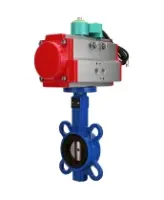 Затвор дисковый поворотный DN.ru WBV1413E-2W-Fb-H Ду40 Ру16, корпус - чугун GGG50, диск - чугун GGG40, уплотнение - EPDM, с пневмоприводом PA-SA-083 и магнитным переключателем ALS200D