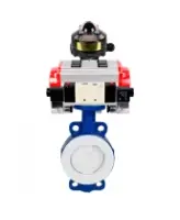Затвор дисковый поворотный DN.ru WBV3434Pf-2W-Fb-R Ду250 Ру16 корпус - углеродистая сталь WCB, диск - углеродистая сталь WCB, футерованный PTFE, уплотнение - PTFE, с DN.ru PA-DA-130, 4V320-08 AC220V и APL-510N EX