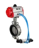 Затвор дисковый поворотный DN.ru WBV3232V-2W-Fb-H Ду200 Ру16, корпус - нержавеющая сталь 316L, диск - нержавеющая сталь 316L, уплотнение - Viton, с пневмоприводом PA-DA-130 двойного действия, с пневмораспределителем 4V320-08 AC220V