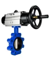 Затвор дисковый поворотный DN.ru WBV1616E-2W-Fb-H Ду125 Ру16 LUG корпус - чугун QT450, диск - чугун QT450, уплотнение - EPDM, с пневмоприводом DN.ru PA-DA-105-1