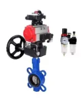 Затвор дисковый поворотный DN.ru WBV1132N-2W-Fb-H Ду125 Ру16, корпус - чугун GG25, диск - нерж. сталь 316L, NBR, с пневмоприводом PA-DA-105, пневмораспределителем 4M320-10 AC220V, ручным дублером MON3-700-T38-ISO, БКВ APL-410N EX и БПВ AFC2000