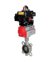 Затвор дисковый поворотный DN.ru WBV3232V-2W-Fb-H Ду200 Ру16, корпус - нержавеющая сталь 316L, диск - нержавеющая сталь 316L, уплотнение - Viton, с пневмоприводом PA-DA-130 двойного действия, с БКВ APL-410N EX