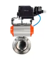 Затвор дисковый поворотный DN.ru WBV3131S-2W-T-H Ду40 Ру10 резьбовой, пищевая нержавеющая сталь 304, уплотнение – Silicon, с пневмоприводом DN.ru PA-SA-065 и позиционером DN.ru YT-1000RSN без обратной связи