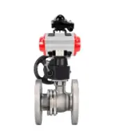 Кран шаровой DN.ru BV3232P(2pc)-FP-F-ISO-H WDVF Ду65 Ру16 полнопроходной, фланцевый, корпус - нержавеющая сталь 316, уплотнение - PTFE, с пневмоприводом PA-DA-083, пневмораспределителем 4M320-08 AC220V, БКВ APL-210N и ручным дублером MON2-450-T28-ISO