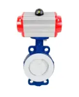Затвор дисковый поворотный DN.ru WBV3434Pf-2W-Fb-R Ду250 Ру16 корпус - углеродистая сталь WCB, диск - углеродистая сталь WCB, футерованный PTFE, уплотнение - PTFE, с пневмоприводом DN.ru PA-DA-130 двойного действия