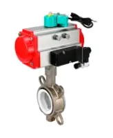 Затвор дисковый поворотный DN.ru WBV3131N-2W-Fb-H Ду65 Ру16 межфланц., корпус - нержавеющая сталь 304, диск - нержавеющая сталь 304, уплотнение - NBR, с пневмоприводом PA-SA-105, пневмораспределителем 4M310-08 AC220V, магнитным переключателем ALS200D