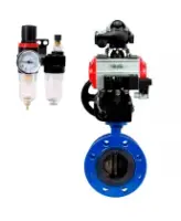 Затвор дисковый поворотный DN.ru WBV1331E-2W-F-H Ду200 Ру16 фланцевый, чугун GGG40/нержавеющая сталь 304, EPDM, с пневмоприводом DN.ru PA-DA-140, пневмораспределителем 4M310-08 AC220V, БКВ APL-210N, ручным дублером MON4-1200-T54-ISO и БПВ AFC2000