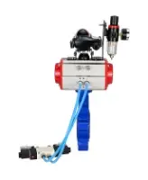 Затвор дисковый поворотный DN.ru WBV1631E-2W-Fb-H Ду100 Ру16 LUG корпус - чугун QT450, диск - нержавеющая сталь 304, уплотнение - EPDM, с пневмоприводом DN.ru PA-DA-083, пневмораспределителем 4V320-08 AC220V, БКВ APL-210N и БПВ AFC2000
