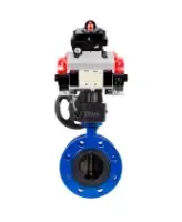 Затвор дисковый поворотный DN.ru WBV1331E-2W-F-H Ду200 Ру16 фланцевый, корпус - чугун GGG40, диск - нержавеющая сталь 304, EPDM, с пневмоприводом DN.ru PA-DA-140, пневмораспределителем 4V320-08 AC220V, БКВ APL-410N EX и ручным дублером MON4-1200-T54-ISO