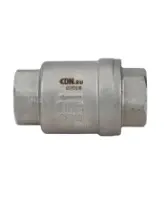 Клапан обратный DN.ru VCS3232P-T 1 1/2″ Ду40 Ру16 резьбовой, пружинный, корпус - нержавеющая сталь 316, диск - нержавеющая сталь 316, уплотнение - PTFE