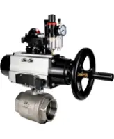 Кран шаровой DN.ru BV3232P(2pc)-FP-T-ISO-H Ду100 Ру40 полнопроходной двухходовой, нержавеющая сталь SS316, внутренняя резьба, PTFE, с пневмоприводом PA-DA-105-1 двойного действия, с пневмораспределителем 4M310-08 AC220V, с БКВ APL-210N, с БПВ AFC2000